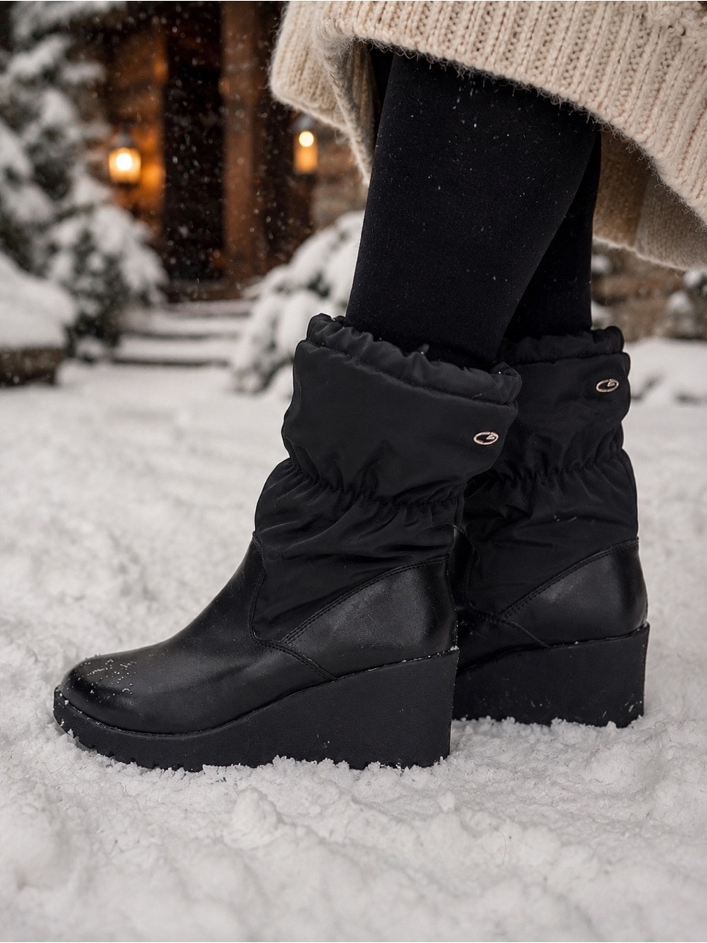 Wedge Ankle Boots in Black - Women's Winter Boots
